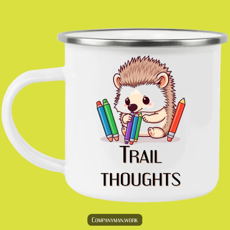 Funny Hedgehog Pen Sorter Camping Mug: Organized Adventures with Woodland Charm