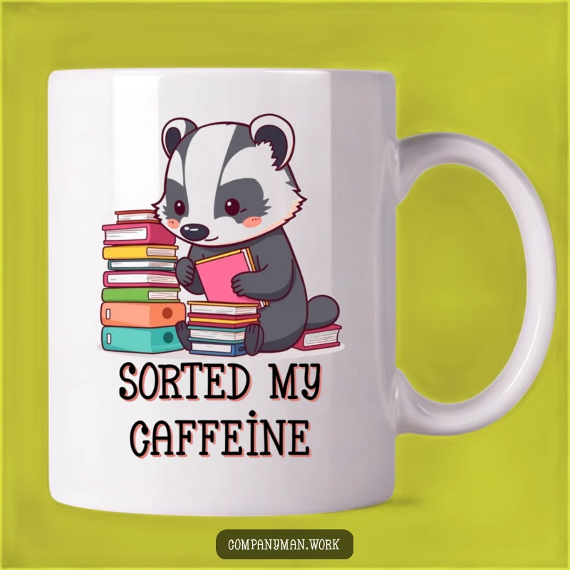 Funny Badger Organizing Folders Mug: Office Humor Gift for the Detail-Oriented