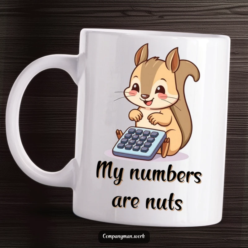 Funny squirrel tapping a miniature calculator with intense focus, ready to crunch numbers and bring joy to your day.