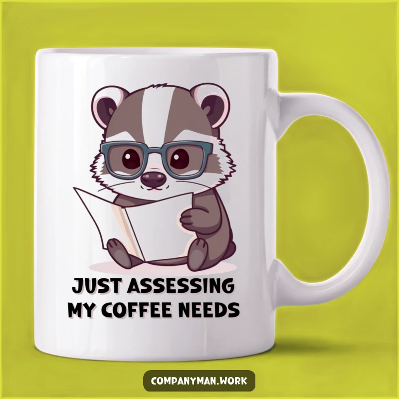 Funny Badger Reading Glasses Mug: Perfect Gift for Bookworms and Office Humor