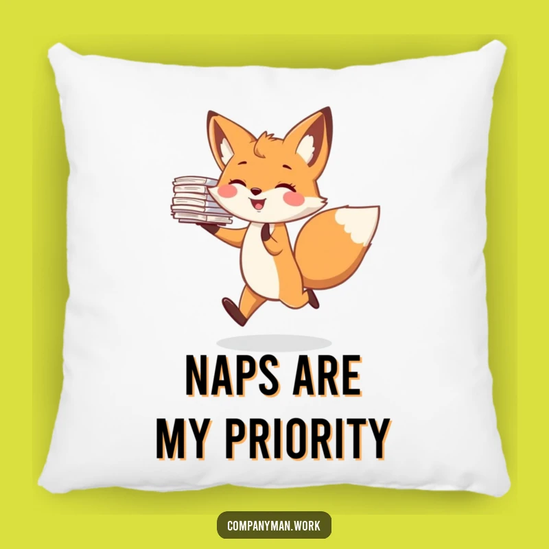 Funny Fox Skipping Papers Pillow: Cozy & Comical Accent Cushion Gift