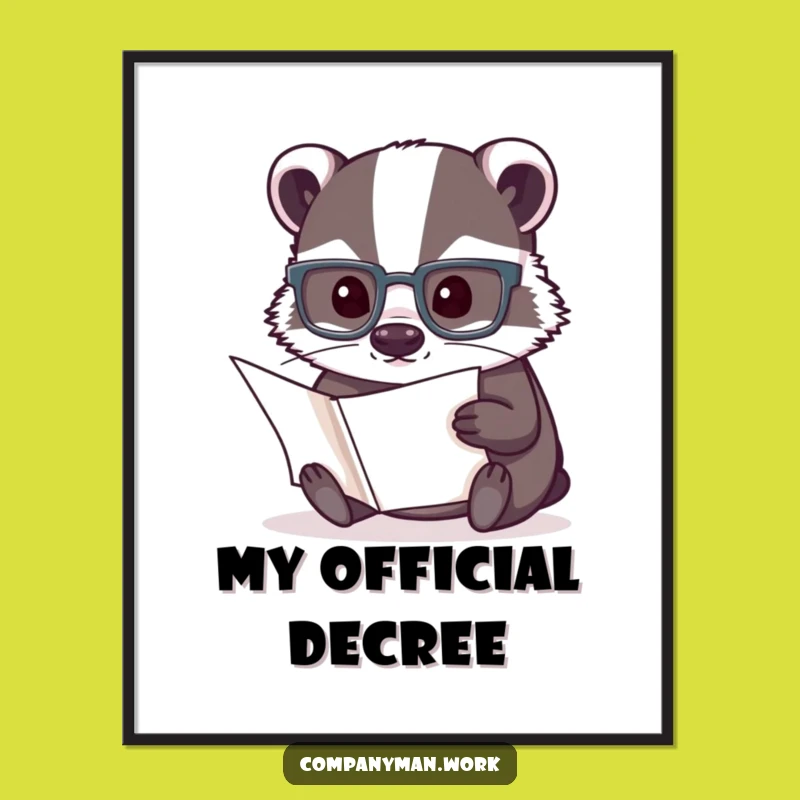 Funny Badger Digital Art: Printable Intellectual Humor for Your Walls