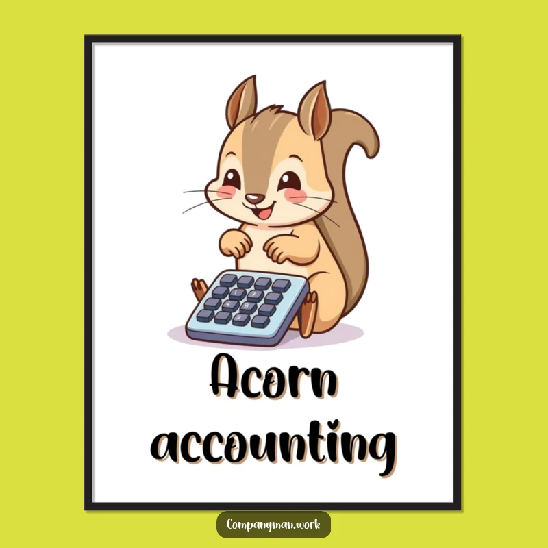 Funny Squirrel Calculator Digital Art: Instant Download of Woodland Whimsy