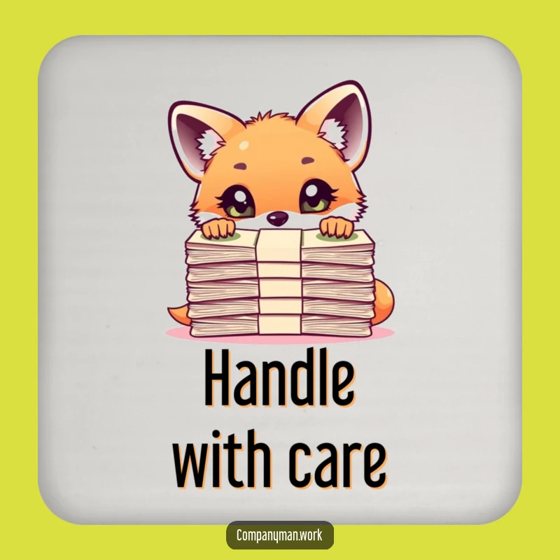 Funny Fox Cub Document Coaster: Protect Surfaces with Curious Charm