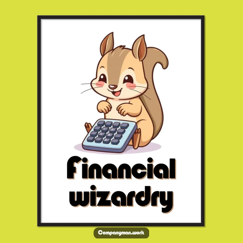 Funny Squirrel Calculator Poster: Whimsical Wall Art for Office or Home Decor