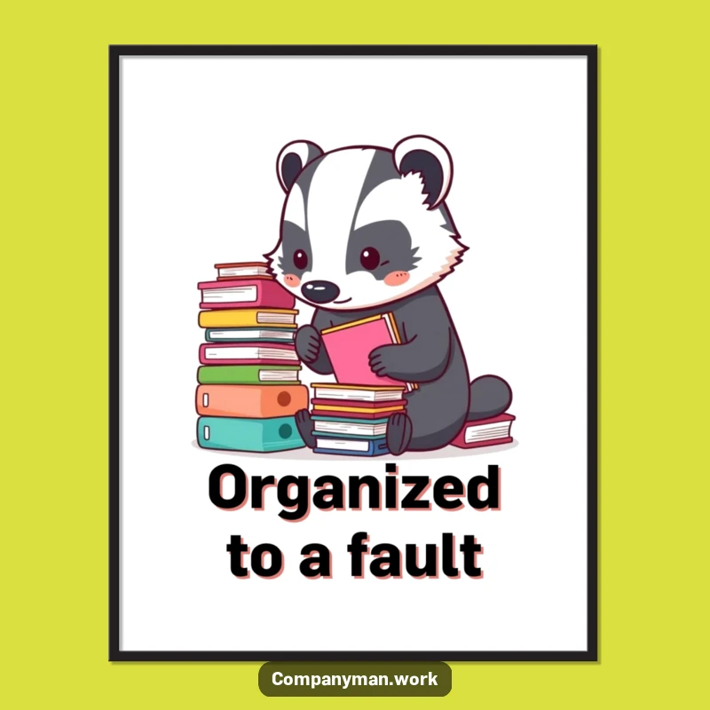 Funny Badger Organizing Folders Poster: Hilarious Office Art Print Gift