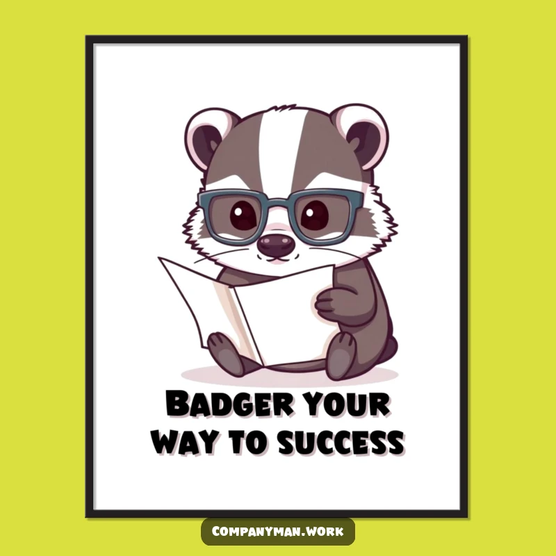 Funny Free Printable Wall Art: Wise Badger Scholar, Hilarious Downloadable Home Decor