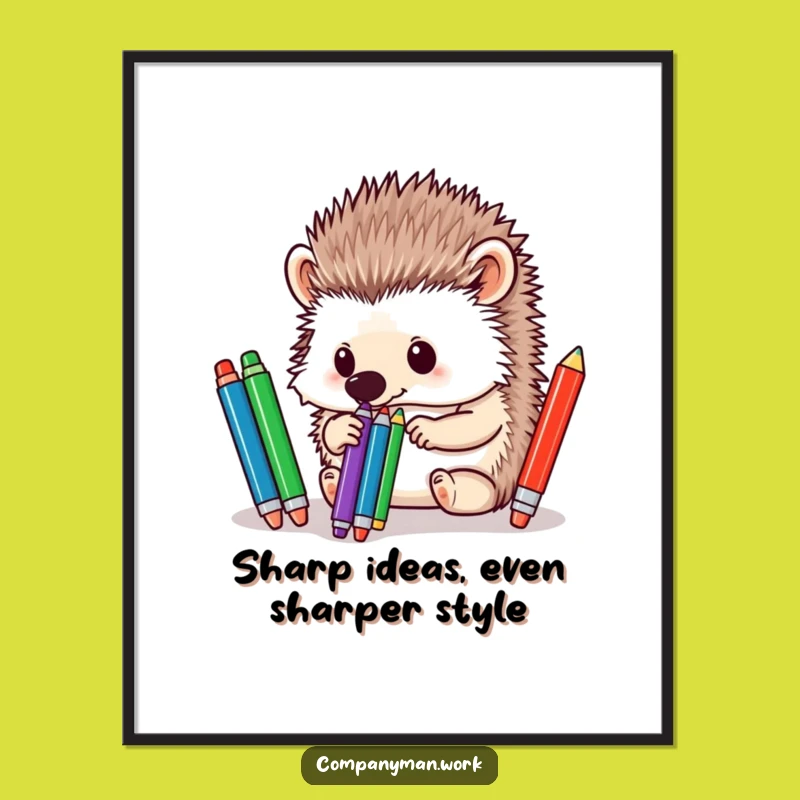 Free Printable Wall Art: Funny Hedgehog Pen Organizer Poster, Hilarious Downloadable Decor