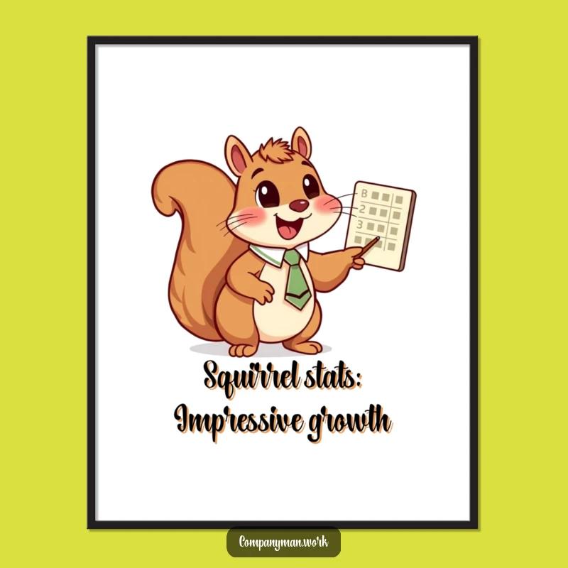 Funny Free Printable Wall Art: Chart Squirrel, Motivational Downloadable Decor for Your Office