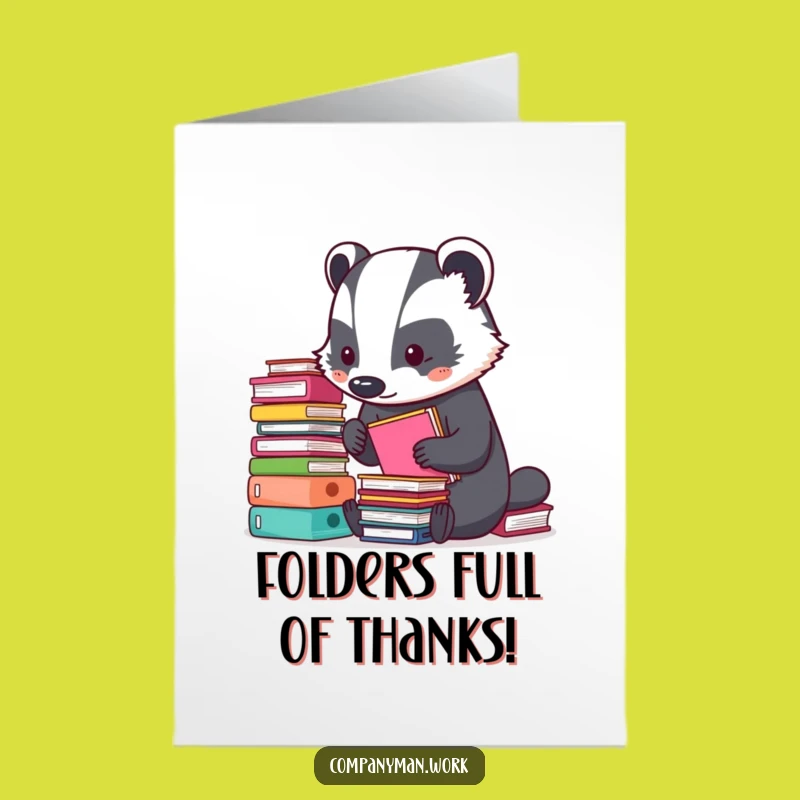 Free Printable Badger Thank You Card: Funny Organized Badger - Downloadable Gratitude Gift