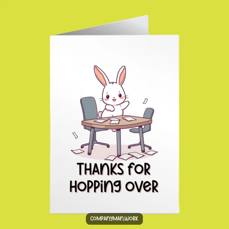 Free Printable Thank You Card: Bunny Conference Chaos - Downloadable Grateful Gift