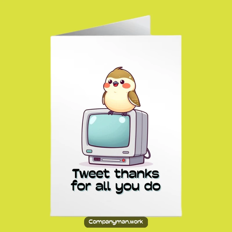 Free Printable Thank You Card: Cheerful Chickadee Tech Theme, Perfect Downloadable Gift