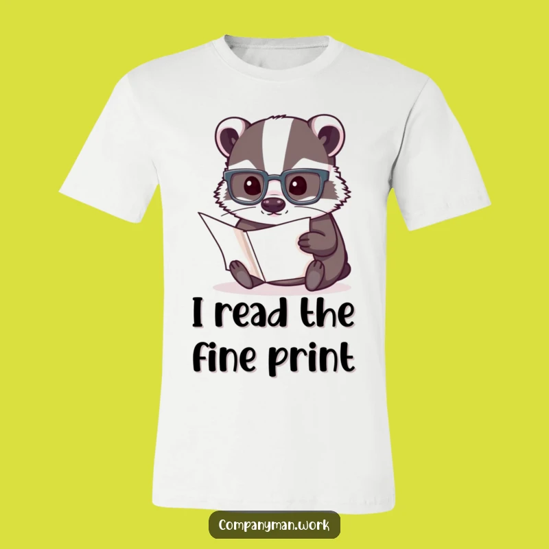 Funny Badger Intellectual T-Shirt: Hilarious Reader Gift for Smarty Pants