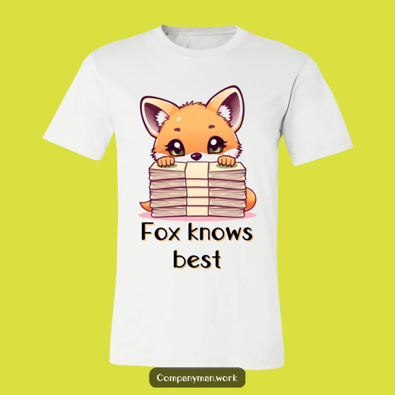 Funny Fox Cub Paper Watcher T-Shirt: Curious Investigator Tee Gift
