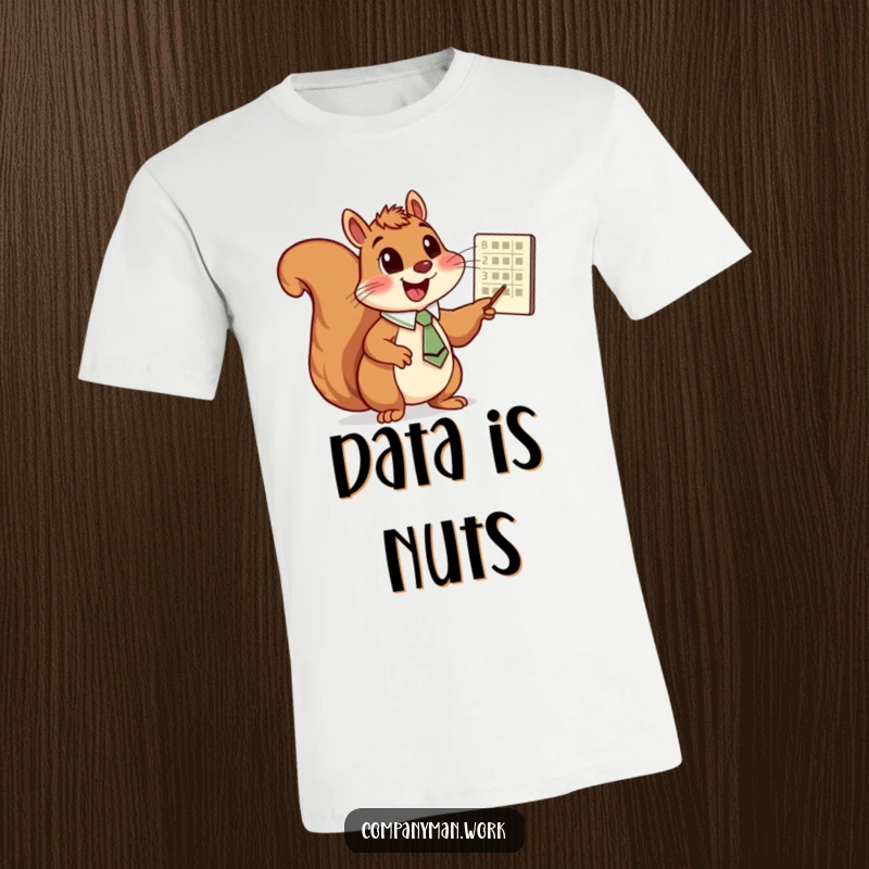 Funny squirrel wearing a tie, enthusiastically pointing at a chart, on a t-shirt, great funny gift.