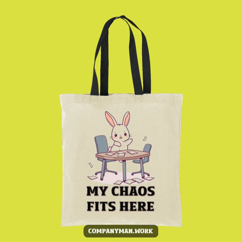 Funny Bunny Paper Chase Tote Bag: Playful Accessory for Office Fun